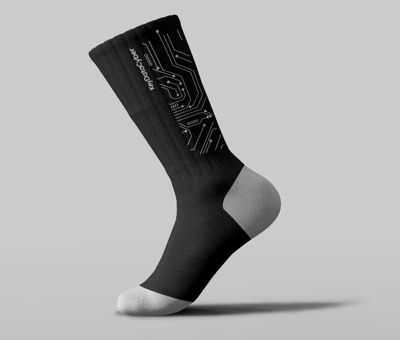 KeyData Cyber branded socks detail